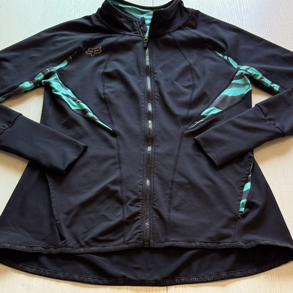 Fox Racing Women's Black and Mint Zip down Light Weight Jacket. Size L